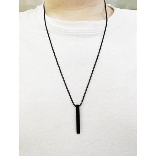 Black Geometric Bar Pendant Necklace