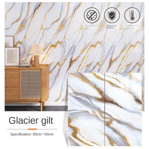 10 Sheets Waterproof PVC Marble Wall Stickers 60x30cm - Self-Adhesive for Kitchen & Bathroom Decor