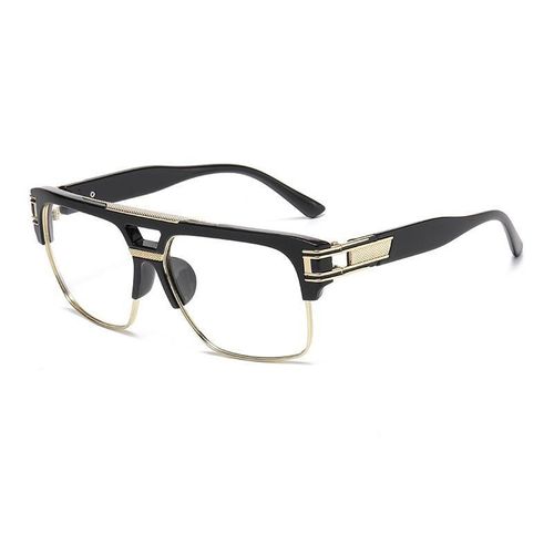 Men's Eyeglasses - Black & Gold Frame with Clear Lenses