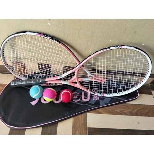 Lawn Tennis Racket Set with 2 Tennis Rackets 3 Tennis Balls & Carry Bag Outdoor Sports Training Kit for Adults & Kids