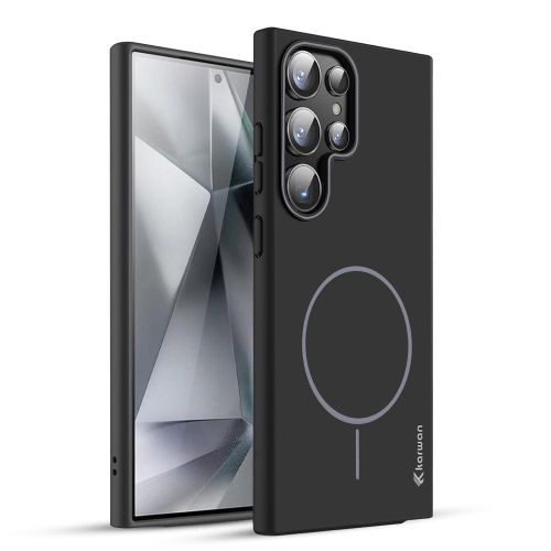 Samsung S25 Ultra Case, Black Skin Touch Slim Magnetic Phone Cover with Protective Design and Secure Fit