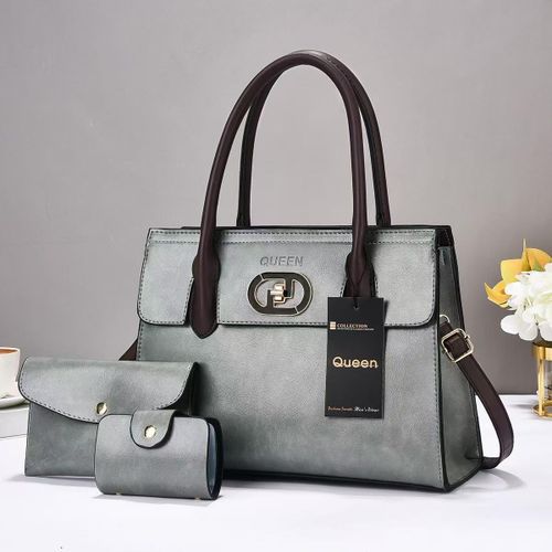 3 IN 1 WOMEN HANDBAG- GREY