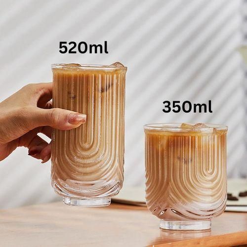 6PCs Unique Ribbed Aesthetic Drinking Glasses 520ML and 350ML