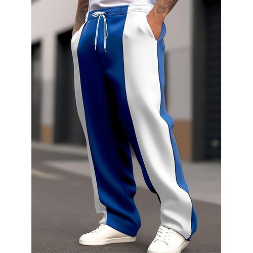 Mens colour block wide leg pants