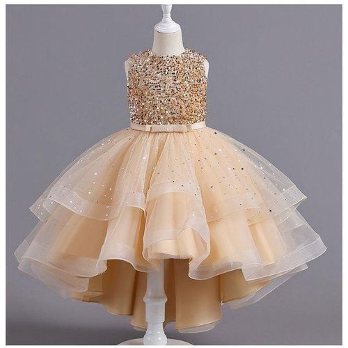 Girls Children Kids New Arrival Long Tail Sequins Wedding Evening Dinner Party Princess Dresses