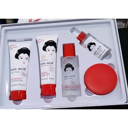Facial wash, sunsceen cream, essence toner and Face serum