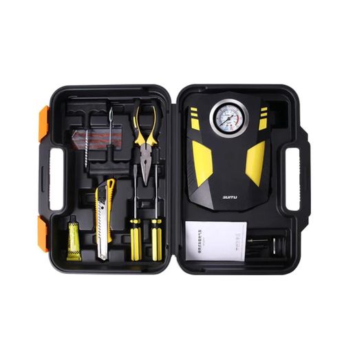 NEW Design Portable Wire 150PSI Car air Pump, Air Compressor, Automatic Tyre Inflator with digital pressure gauge, LED Emergency light, Emergency Tire Puncture repair Tool Set, Emergency car accessories