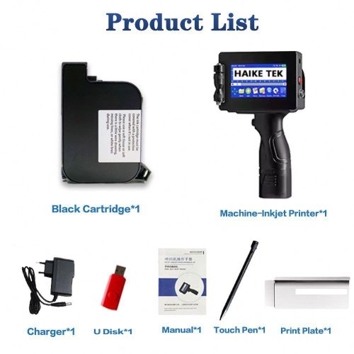 Portable Handheld Inkjet Printe-r – 600 DPI 12.7mm Coding Machine with 42ml Fast-Dry Ink, USB Flash Disk, Touch Pen & Positioning Plate for Expiry Date, Batch, Barcode, QR Code & Logo Printing on Metal, Plastic, Stone, Wood, Glass, Cloth and Carton