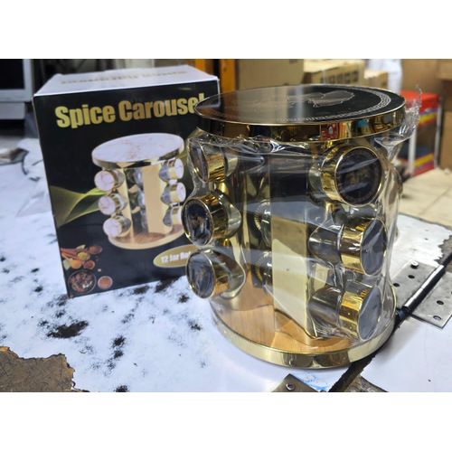 12-Piece Rotatable Marble Spice Rack – Sleek Design
