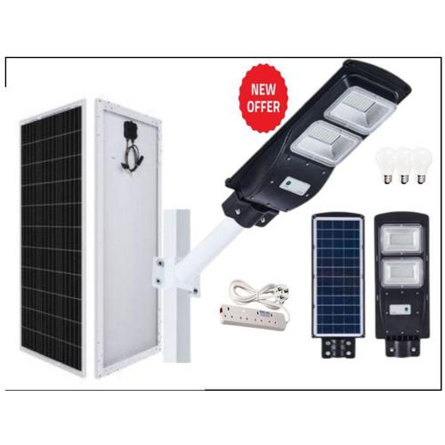 350W solar panel All weather Free 100W solar street lights Extension 3 DC bulb