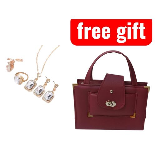 Elegant Womens 3PCS Jewelry Gift Set Necklace Earrings Ring with Free Handbag Perfect For Daily wear Parties special occasions Weddings events Birthday anniversary or graduation gifts As a bonus it comes with a FREE Beautiful handbag