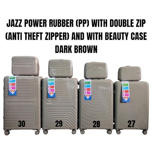 JAZZ POWER PP RUBBER SUITCASE WITH DOUBLE ZIP (ANTI THEFT ZIP ) AND WITH BEAUTY CASE