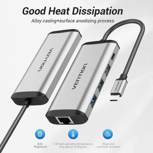 USB-C MULTI-FUNCTIONAL 5 in 1 DOCKING STATION Type C to USB 3.0(3 ports), Gigabit Ethernet, PD Docking Station(TGDHB)