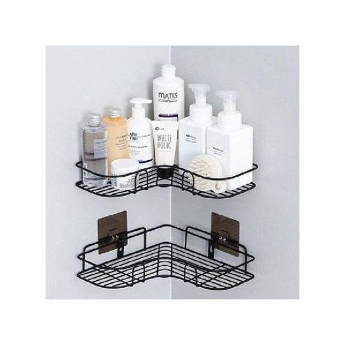 2PCs Metallic Corner Bathroom Shelf or Multipurpose Shelf with Adhesive