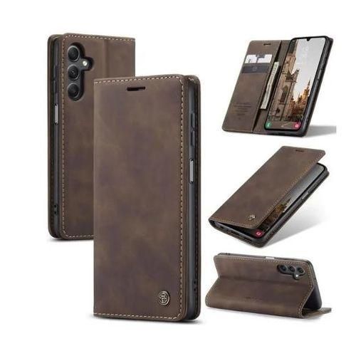 Samsung Galaxy A56 quality Luxury Leather Flip Cover CaseBrown