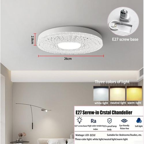 E27 screw-in bulb,80W/LED ceiling light/chandelier - suitable for kitchen, bedroom and hallway lighting - Three colors of light - 26 x 2.8 cm