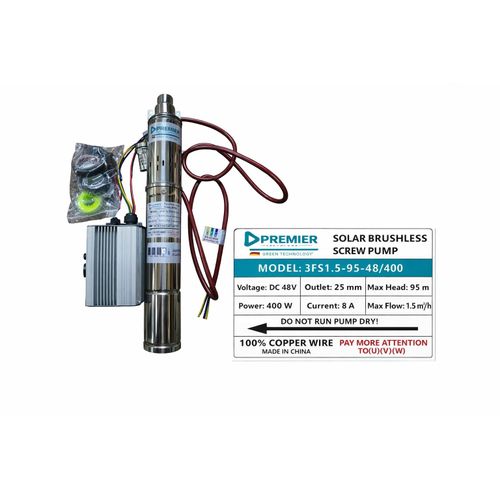 Deep Well Solar Submersible Pump 48V – Screw Type 400W with Controller