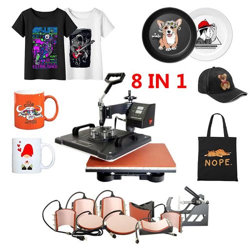2938cm 8 in 1 Combo Heat Press Printing Machine for Mug Plate T-shirt and Cap