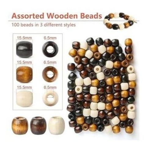 100 pcs Wooden Hair Beads Accessories