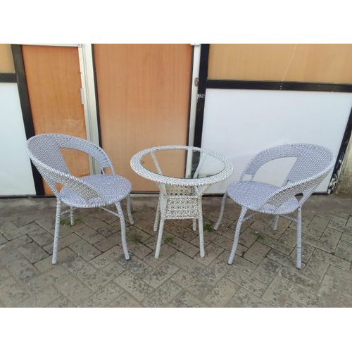 3-piece rattan-style patio or balcony set available in grey