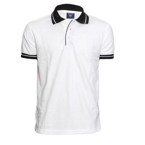 Casual White Black Tipped Collar Polo Shirt