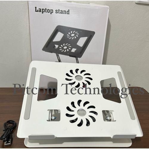 Laptop Cooling Pad, Portable 10-17 Inch Laptop Stand With 2 Rotating LED Fans, Elevator 6 Angle Adjustable Laptop Cooler With Phone, Laptop Notebook Stand Gifts For Men Boys White