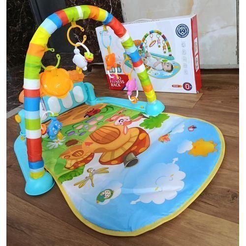 Kids playmat with piano and hanging toys-Floral green